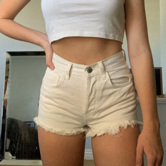 Brandy Melville Pants - white denim shorts brandy melville